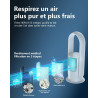 Ventilateur Tour Sans Pales, ULTTY Ventilateur avec Purificateur D'air Silencieux Avec H13 HEPA Filtre Télécommande, Hauteur 60 