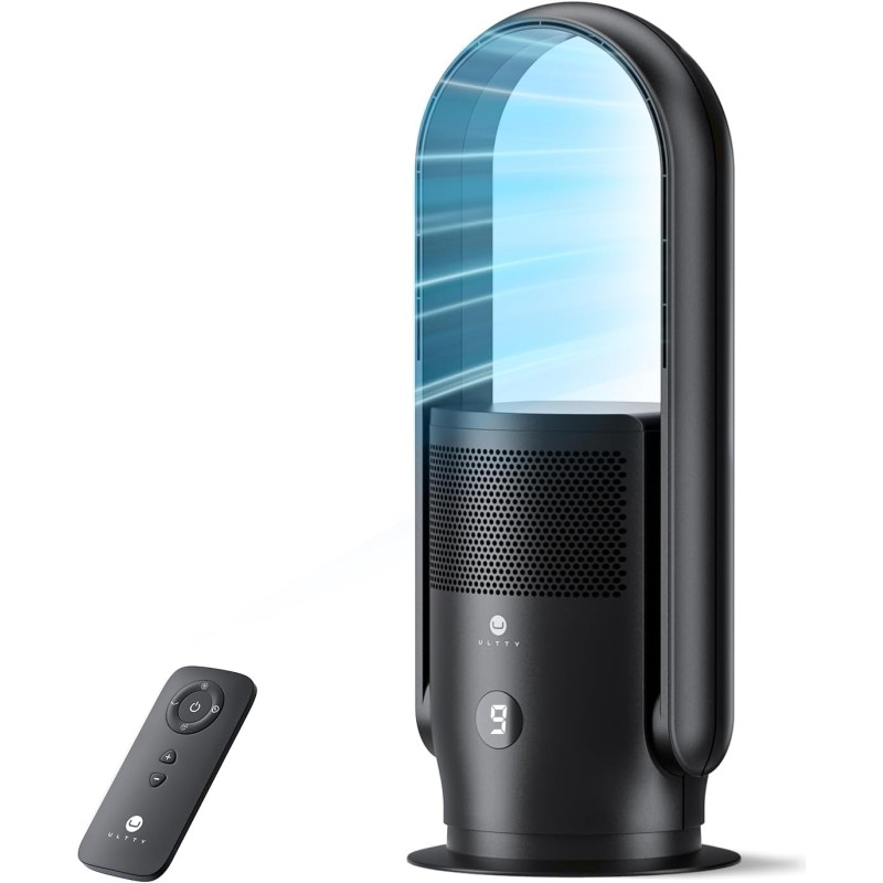 Ventilateur Tour Sans Pales, ULTTY Ventilateur avec Purificateur D'air Silencieux Avec H13 HEPA Filtre Télécommande, Hauteur 60 