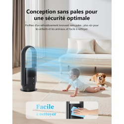 Ventilateur Tour Sans Pales, ULTTY Ventilateur avec Purificateur D'air Silencieux Avec H13 HEPA Filtre Télécommande, Hauteur 60 
