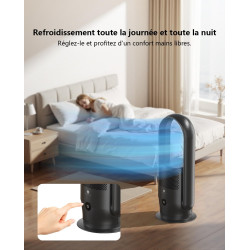 Ventilateur Tour Sans Pales, ULTTY Ventilateur avec Purificateur D'air Silencieux Avec H13 HEPA Filtre Télécommande, Hauteur 60 