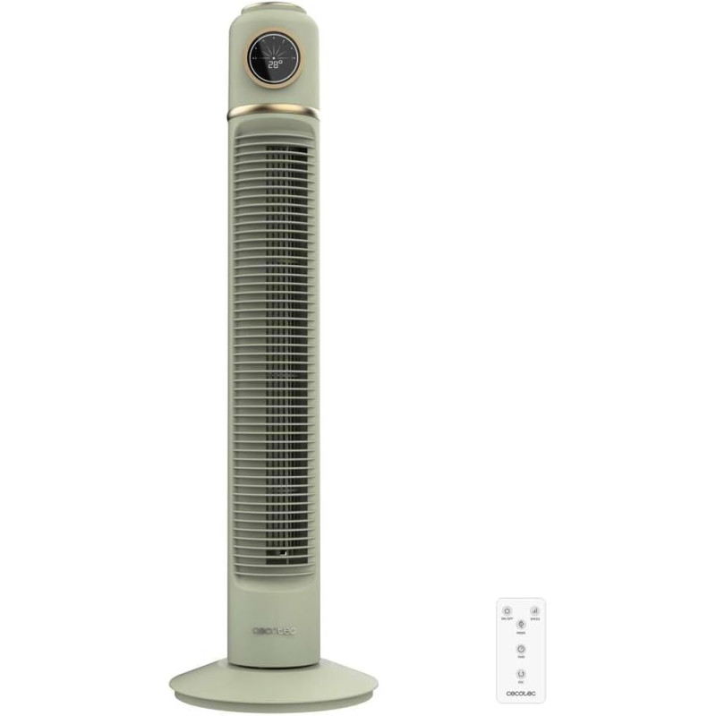 Cecotec - ventilateur de colonne energysilence 1090 skyline retro smart vert - 40 w, diamètre 81 cm, led et télécommande, 3 vite