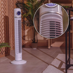 Cecotec - ventilateur de colonne energysilence 1090 skyline retro smart blanc - 40 w, diamètre 81 cm, led et télécommande, 3 vit