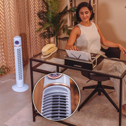 Cecotec - ventilateur de colonne energysilence 1090 skyline retro smart bleu - 40 w, diamètre 81 cm, lumière led, télécommande, 