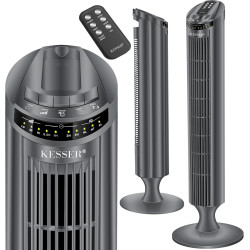 KESSER® Ventilateur tour avec télécommande - Angle d'oscillation à 90° - 3 niveaux - 90 cm - Fonction minuterie - Fonction turbo