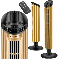 KESSER® Ventilateur de Tour Avec Télécommande | Angle d'Oscillation de 90° | 3 Niveaux | 90 cm | Fonction Minuterie et Turbo | C