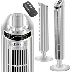KESSER Ventilateur tour avec télécommande | Angle d'oscillation de 90° | 3 vitesses | 90 cm | + fonction minuterie | Fonction tu