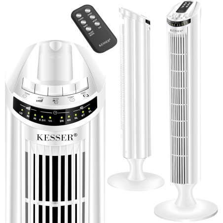 KESSER Ventilateur tour avec télécommande - ventilateur à colonne avec écran LED - ventilateur sur pied - climatiseur