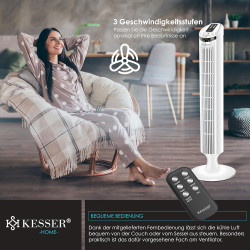 KESSER Ventilateur tour avec télécommande - ventilateur à colonne avec écran LED - ventilateur sur pied - climatiseur