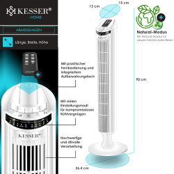 KESSER Ventilateur tour avec télécommande - ventilateur à colonne avec écran LED - ventilateur sur pied - climatiseur