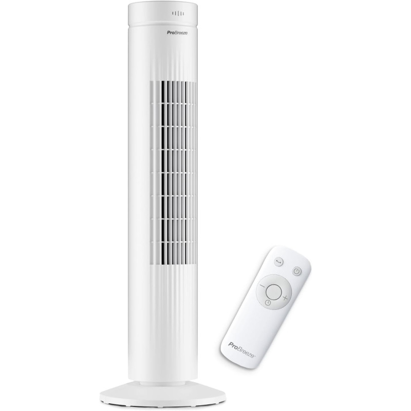 Pro Breeze Ventilateur Colonne Oscillante, Tour de 79 cm, Oscillation 70°, 60 Watts, 3 Vitesses - Télécommande et Minuterie, Pro