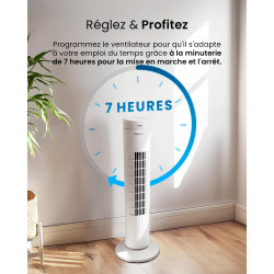 Pro Breeze Ventilateur Colonne Oscillante, Tour de 79 cm, Oscillation 70°, 60 Watts, 3 Vitesses - Télécommande et Minuterie, Pro