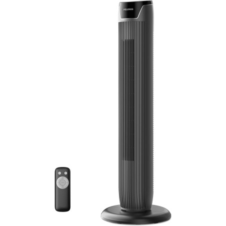 PELONIS Ventilateur Tour avec Télécommande - 5 Vitesses & 4 Modes (AI/Nuit/Nature) Minuterie 9H, Écran LED avec Mémoire - Économ