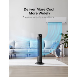 PELONIS Ventilateur Tour avec Télécommande - 5 Vitesses & 4 Modes (AI/Nuit/Nature) Minuterie 9H, Écran LED avec Mémoire - Économ