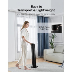 PELONIS Ventilateur Tour avec Télécommande - 5 Vitesses & 4 Modes (AI/Nuit/Nature) Minuterie 9H, Écran LED avec Mémoire - Économ