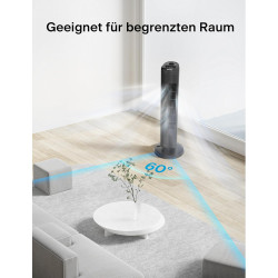 PELONIS 76 cm Ventilateur Tour Oscillant, 3 Vitesses, Minuterie 8H, Silencieux & Gain de Place pour Maison, Bureau (Noir)