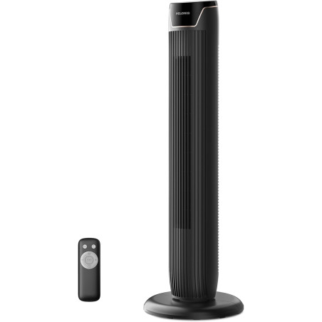 PELONIS Ventilateur Tour avec Télécommande - 5 Vitesses & 4 Modes (AI/Nuit/Nature) Minuterie 9H, Écran LED avec Mémoire - Économ