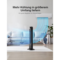 PELONIS Ventilateur Tour avec Télécommande - 5 Vitesses & 4 Modes (AI/Nuit/Nature) Minuterie 9H, Écran LED avec Mémoire - Économ