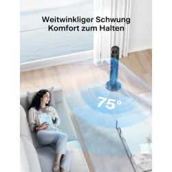 PELONIS Ventilateur Tour avec Télécommande - 5 Vitesses & 4 Modes (AI/Nuit/Nature) Minuterie 9H, Écran LED avec Mémoire - Économ
