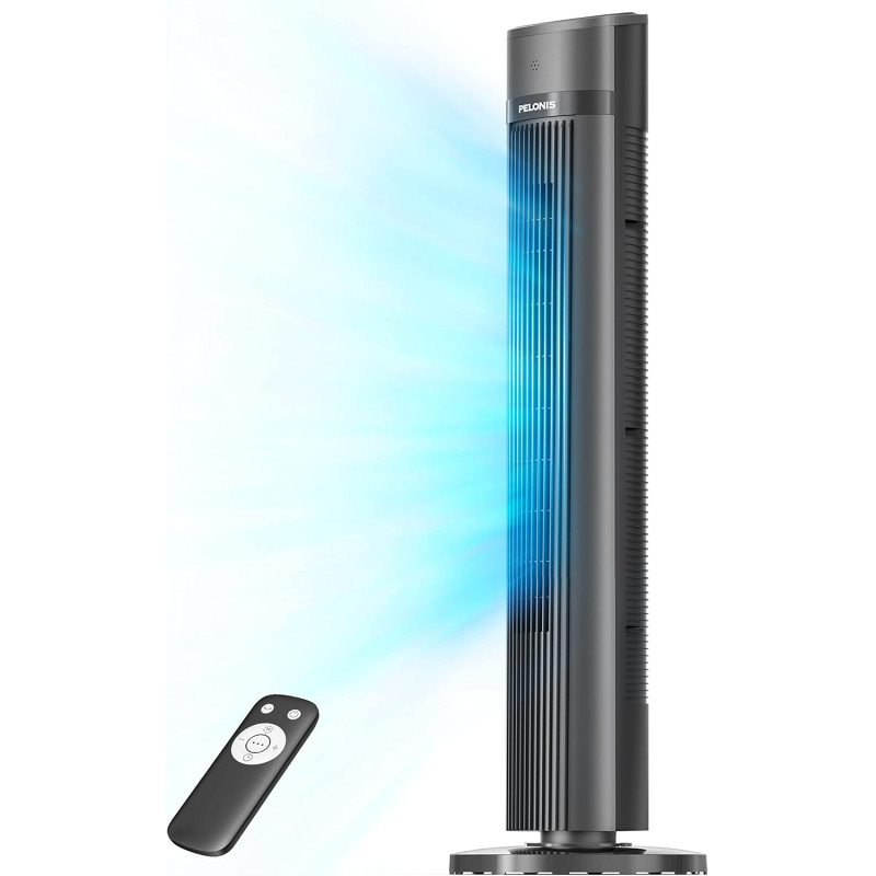 Pelonis Ventilateur Tour Silencieux, 40 Pouces 102CM avec Télécommande, 7m/s Oscillation 90°, Minuterie 15H et 3 Vitesses