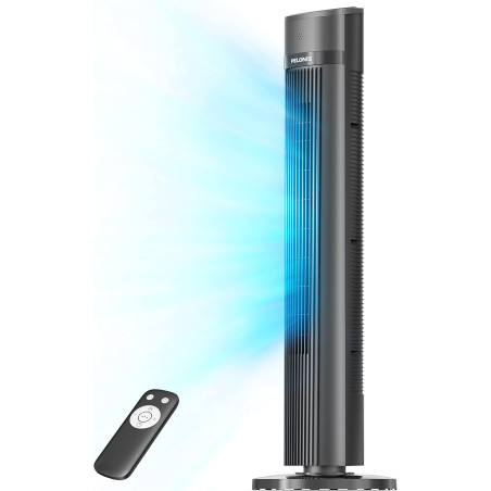 Pelonis Ventilateur Tour Silencieux, 40 Pouces 102CM avec Télécommande, 7m/s Oscillation 90°, Minuterie 15H et 3 Vitesses