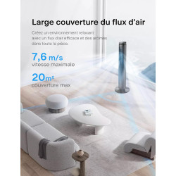 Pelonis Ventilateur Tour Silencieux, 4.2m/s avec Télécommande, Minuterie 9H, 4 Modes 5 Vitesses, Mode SMART, Écran LED pour Cham