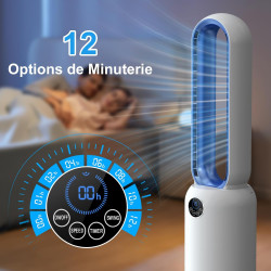 Ventilateur Colonne Silencieux, 90° Oscillation&24 Vitesses pour Ventilateur Sans Pale, Ventilateur Tour avec 12H Minuteries, Ve