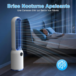 Ventilateur Colonne Silencieux, 90° Oscillation&24 Vitesses pour Ventilateur Sans Pale, Ventilateur Tour avec 12H Minuteries, Ve