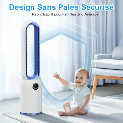 Ventilateur Colonne Silencieux, 90° Oscillation&24 Vitesses pour Ventilateur Sans Pale, Ventilateur Tour avec 12H Minuteries, Ve
