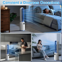 Ventilateur Colonne Silencieux, 90° Oscillation&24 Vitesses pour Ventilateur Sans Pale, Ventilateur Tour avec 12H Minuteries, Ve