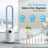 Ventilateur Colonne Silencieux, 90° Oscillation&24 Vitesses pour Ventilateur Sans Pale, Ventilateur Tour avec 12H Minuteries, Ve