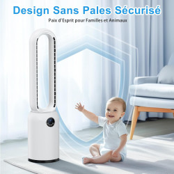 Ventilateur Colonne Silencieux, 90° Oscillation&24 Vitesses pour Ventilateur Sans Pale, Ventilateur Tour avec 12H Minuteries, Ve