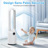 Ventilateur Colonne Silencieux, 90° Oscillation&24 Vitesses pour Ventilateur Sans Pale, Ventilateur Tour avec 12H Minuteries, Ve