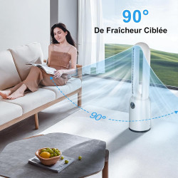 Ventilateur Colonne Silencieux, 90° Oscillation&24 Vitesses pour Ventilateur Sans Pale, Ventilateur Tour avec 12H Minuteries, Ve