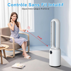 Ventilateur Colonne Silencieux, 90° Oscillation&24 Vitesses pour Ventilateur Sans Pale, Ventilateur Tour avec 12H Minuteries, Ve