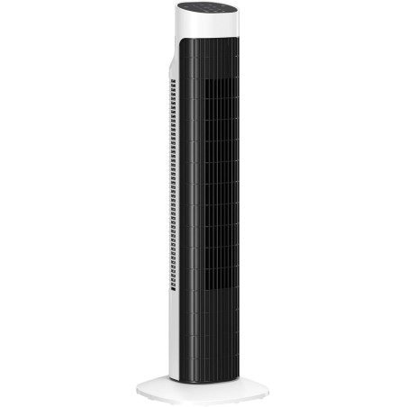 HOMCOM Ventilateur colonne, ventilateur tour pour chambre, 80 cm de haut, oscillant à 70°, écran LED, télécommande, 3 vitesses, 