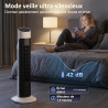 HOMCOM Ventilateur colonne, ventilateur tour pour chambre, 80 cm de haut, oscillant à 70°, écran LED, télécommande, 3 vitesses, 