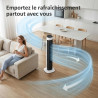 HOMCOM Ventilateur colonne, ventilateur tour pour chambre, 80 cm de haut, oscillant à 70°, écran LED, télécommande, 3 vitesses, 