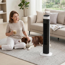 HOMCOM Ventilateur colonne, ventilateur tour pour chambre, 80 cm de haut, oscillant à 70°, écran LED, télécommande, 3 vitesses, 