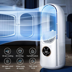 Eznaobo ventilateur tour sans pales,ventilateur colonne ventilateur silencieux, 6 vitesses de réglage,humidification,ventilateur