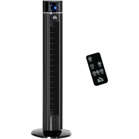 HOMCOM Ventilateur colonne silencieux 60 W, ventilateur tour pour chambre avec 3 modes 3 vitesses, télécommande, oscillant 60°, 