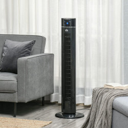 HOMCOM Ventilateur colonne silencieux 60 W, ventilateur tour pour chambre avec 3 modes 3 vitesses, télécommande, oscillant 60°, 