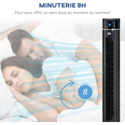 HOMCOM Ventilateur colonne silencieux 60 W, ventilateur tour pour chambre avec 3 modes 3 vitesses, télécommande, oscillant 60°, 