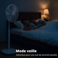 FLINQ Ventilateur sur Pied Silencieux - Ventilateur Colonne 180° Oscillation - 12 Vitesses - App & Télécommande - Ventilateur Pu