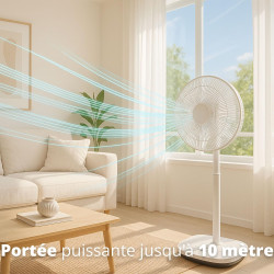 FLINQ Ventilateur sur Pied Silencieux - Ventilateur Colonne 180° Oscillation - 12 Vitesses - App & Télécommande - Ventilateur Pu