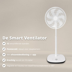 FLINQ Ventilateur sur Pied Silencieux - Ventilateur Colonne 180° Oscillation - 12 Vitesses - App & Télécommande - Ventilateur Pu