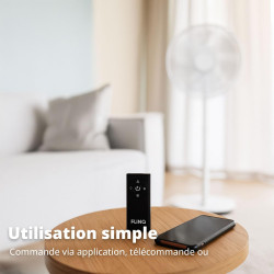 FLINQ Ventilateur sur Pied Silencieux - Ventilateur Colonne 180° Oscillation - 12 Vitesses - App & Télécommande - Ventilateur Pu