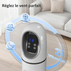 HOMCOM Ventilateur colonne, ventilateur tour pour chambre, 111 cm de haut, oscillant à 70°, 3 modes, 3 vitesses, écran LED, télé