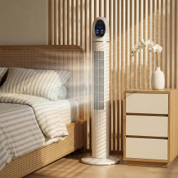 HOMCOM Ventilateur colonne, ventilateur tour pour chambre, 111 cm de haut, oscillant à 70°, 3 modes, 3 vitesses, écran LED, télé
