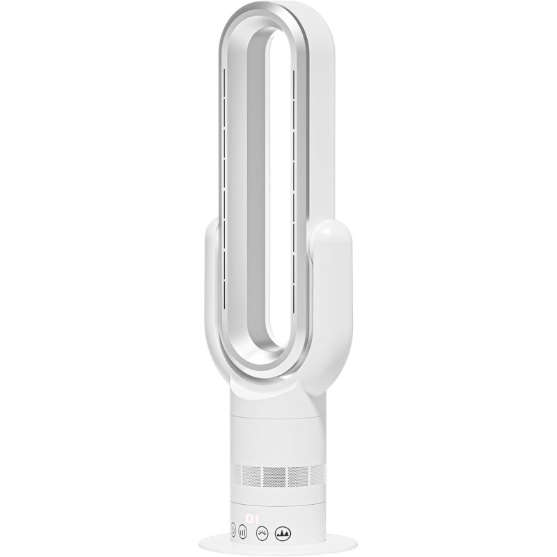 QG830 Ventilateur Tour Sans Pale, Chauffage & Refroidissement 2-en-1, Télécommande et Commande Tactile, 10 Modes Froid + 3 Chaud