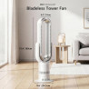 QG830 Ventilateur Tour Sans Pale, Chauffage & Refroidissement 2-en-1, Télécommande et Commande Tactile, 10 Modes Froid + 3 Chaud